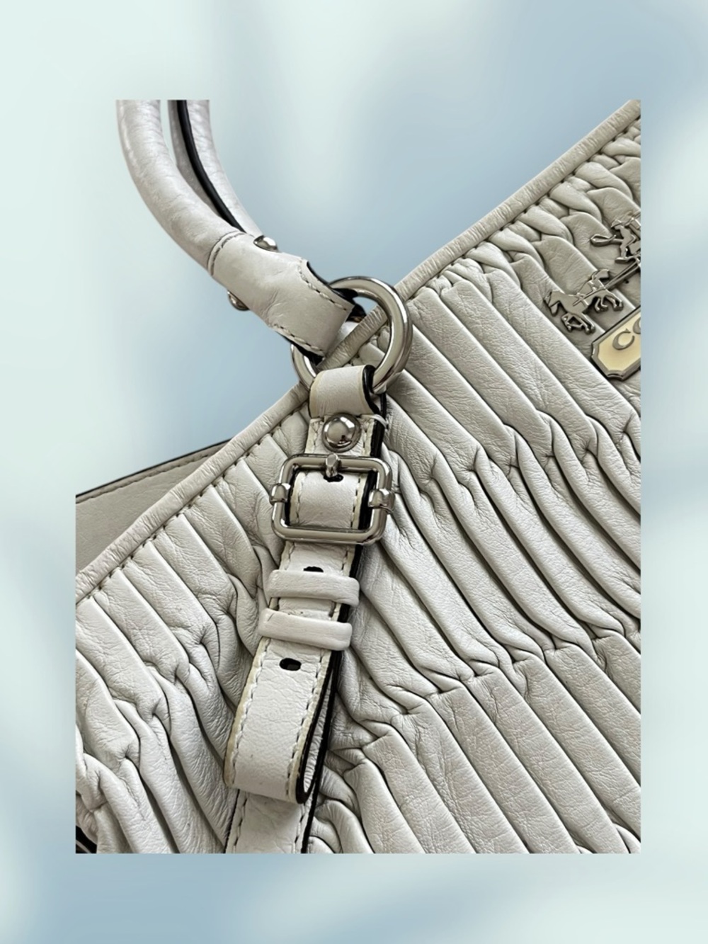 Coach Madison Sophia Bag Parchment Gathered Leather Satchel Bag Gently Pre Loved - Picture 5 of 12